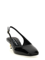 Black Calfskin Mid Heel Pumps