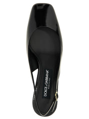 Black Calfskin Mid Heel Pumps