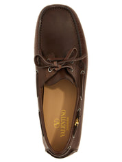 Brown Buffalo Leather Slip-On Loafers