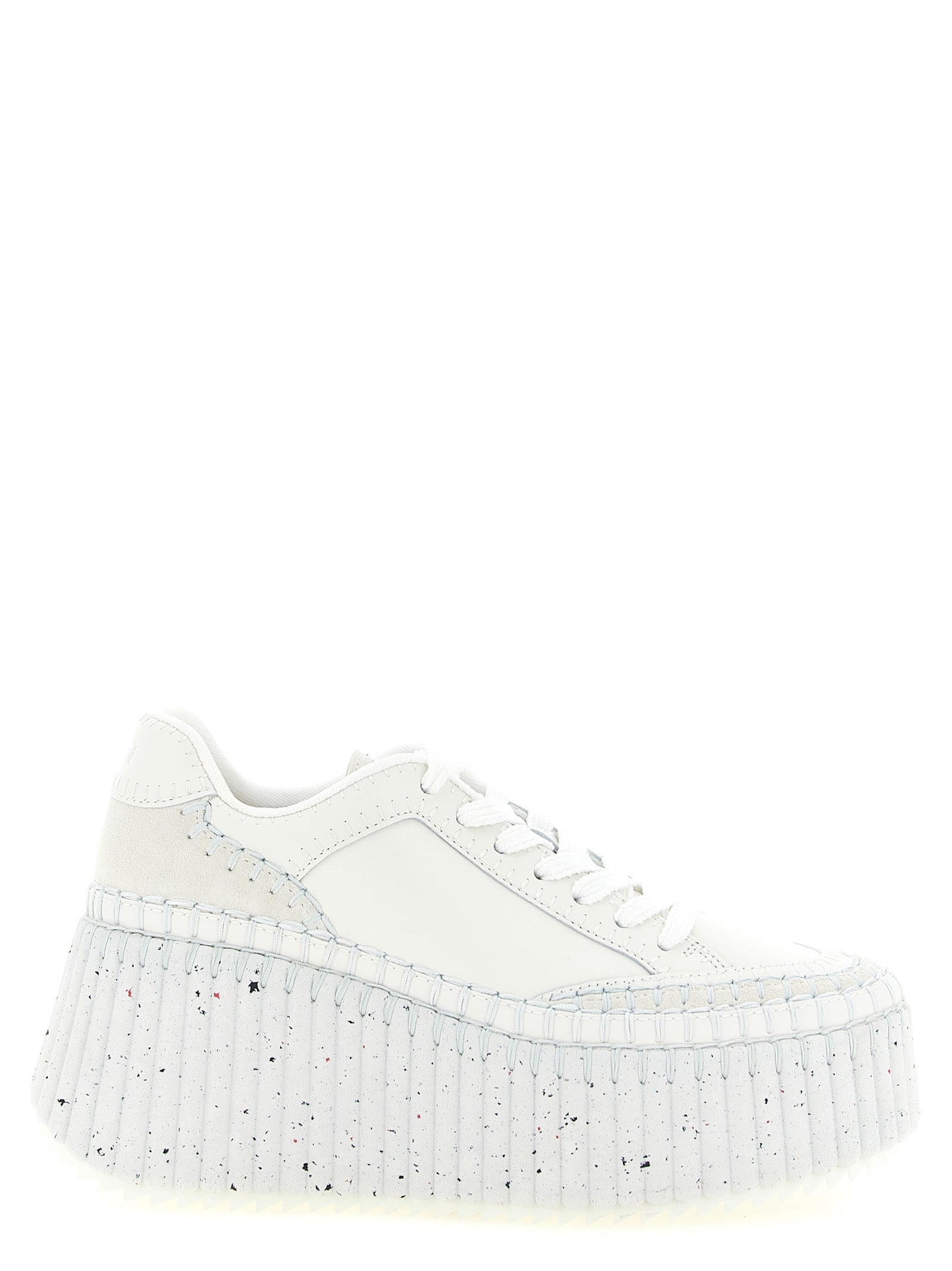 White Polyester Wedge Sandals