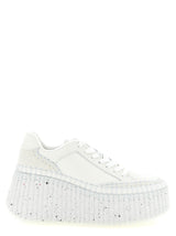 White Polyester Wedge Sandals