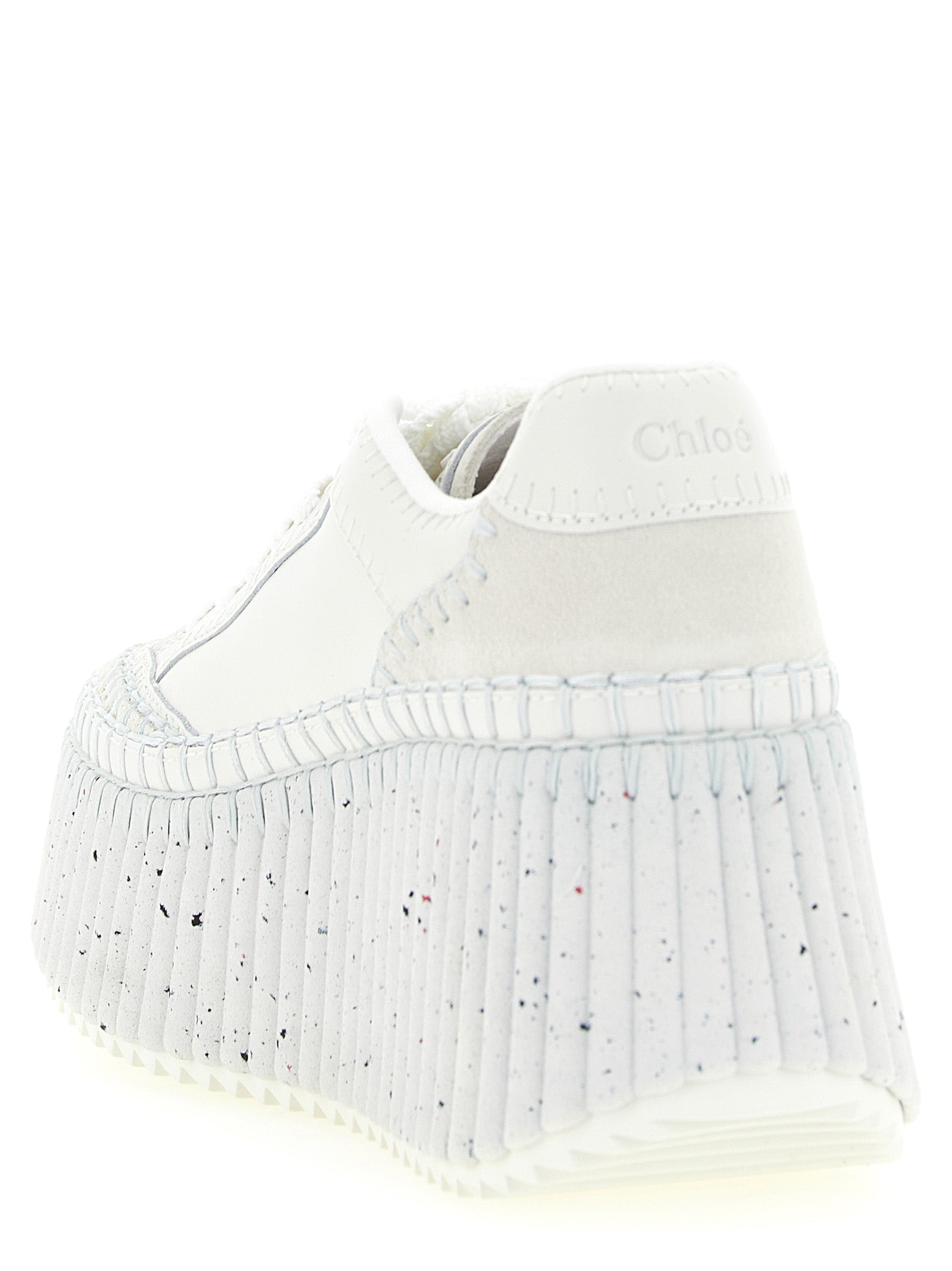 White Polyester Wedge Sandals