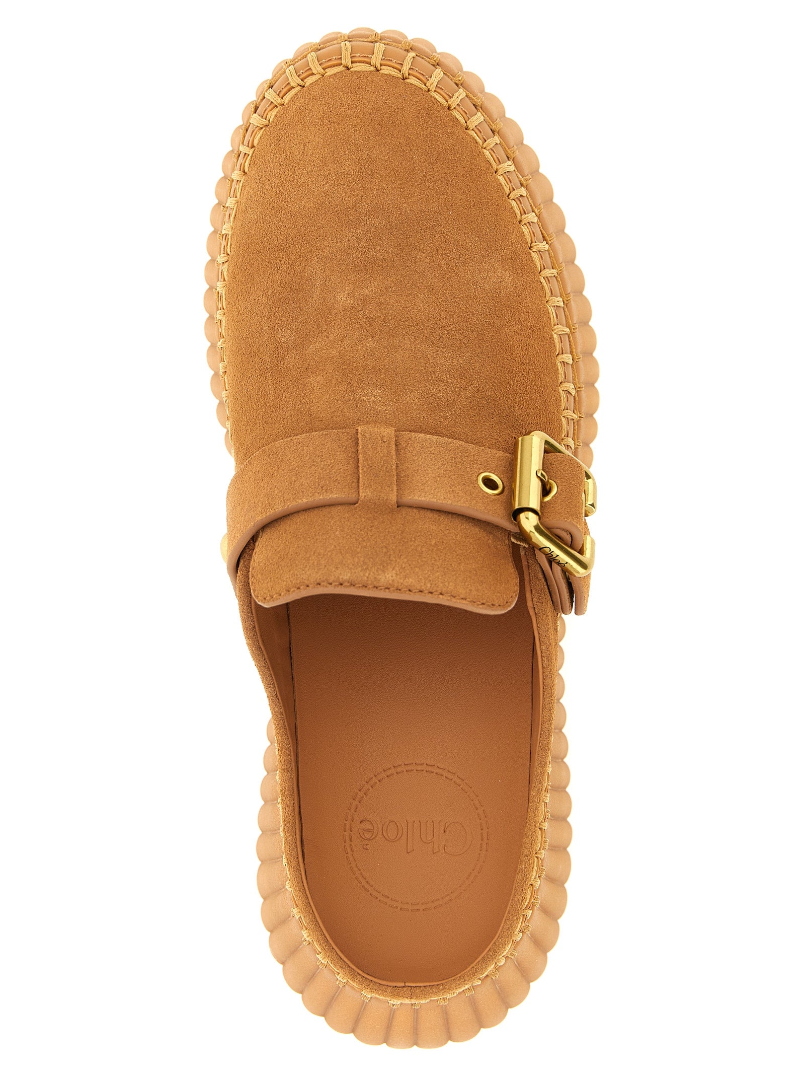 Beige Calfskin Wedge Sandals