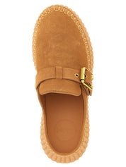 Beige Calfskin Wedge Sandals
