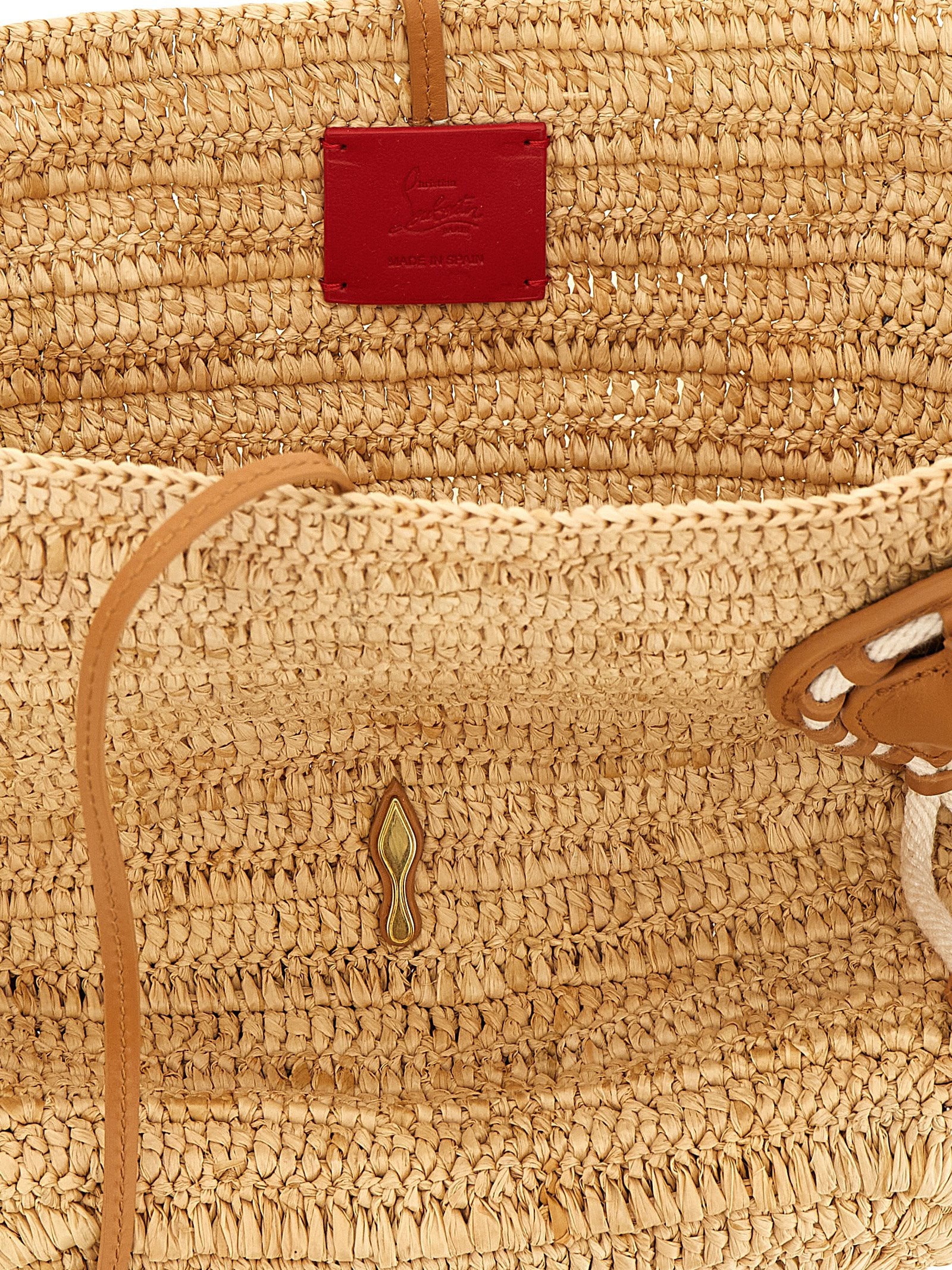 Beige Raffia Tote Bag
