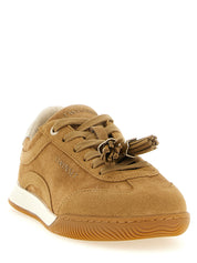 Twinset Beige Leather Low Top Sneakers