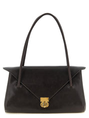 Brown Calfskin Shoulder Bag