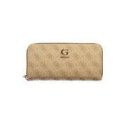 Beige Polyurethane Women's Wallet with Functional Compartments