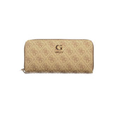 Beige Polyurethane Women's Wallet with Functional Compartments