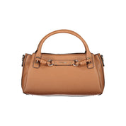Brown Polyurethane Women's Bag with Adjustable Strap