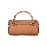 Brown Polyurethane Women's Bag with Adjustable Strap