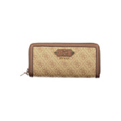 Beige Poliuretano Womens Wallet With Zip Closure
