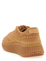 Beige Polyester Platform Sneakers