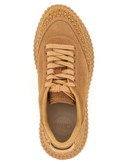 Beige Polyester Platform Sneakers