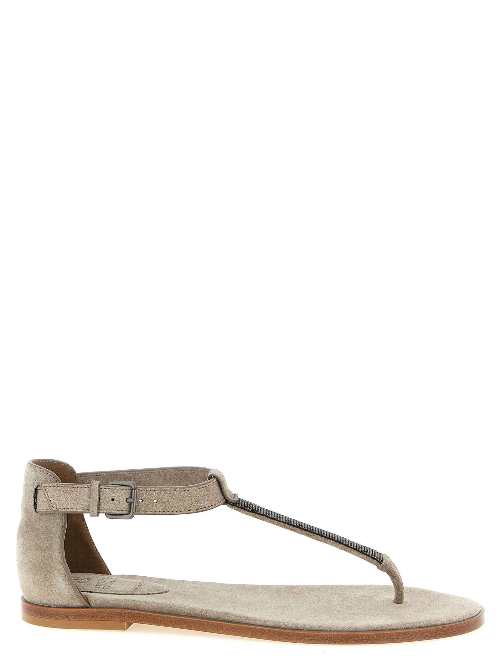 Brunello Cucinelli Beige Calfskin Flat Sandals