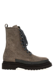 Brunello Cucinelli Gray Leather Ankle Boots