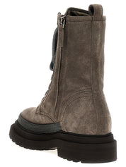 Brunello Cucinelli Gray Leather Ankle Boots