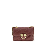 PINKO Bordeaux Calf Leather Bos Taurus Shoulder Bag