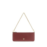 PINKO Bordeaux Calf Leather Bos Taurus Shoulder Bag