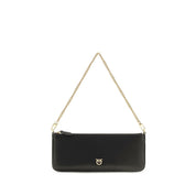 PINKO Black Calf Leather Bos Taurus Shoulder Bag