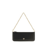 PINKO Black Calf Leather Bos Taurus Shoulder Bag