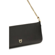 PINKO Black Calf Leather Bos Taurus Shoulder Bag