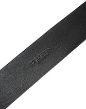 Black Leather Brushed Metal Buckle Men Belt