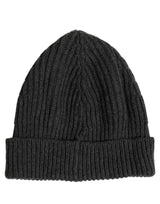 Men Charcoal Grey Ribbed Wool Knit Beanie One Size Hat