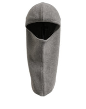 Men Grey Wool Ribbed Knit Balaclava Wrap One Size Hat