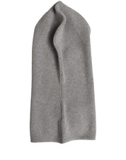 Men Grey Wool Ribbed Knit Balaclava Wrap One Size Hat