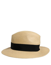 Dolce & Gabbana Men Beige Paper Straw Fedora Panama Capello Hat