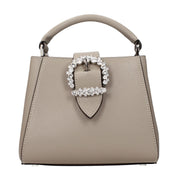 Gray Leather Handbag