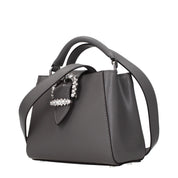 Gray Leather Handbag