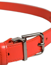 Red Leather Silver Metal Buckle Cintura Belt