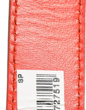 Red Leather Silver Metal Buckle Cintura Belt