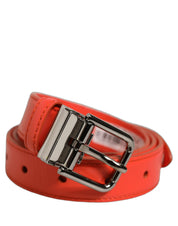 Dolce & Gabbana Red Leather Silver Metal Buckle Cintura Belt