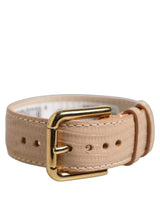 Dolce & Gabbana Beige Textured Leather Gold Buckle Belt Strap Bracelet