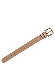 Brown Embossed Leather Gold Buckle Belt Strap Bracelet