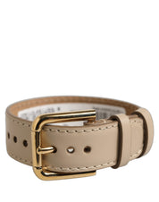 Dolce & Gabbana Beige Calfskin Leather Gold Buckle Belt Strap Bracelet