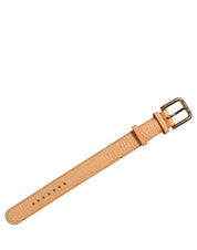 Beige Embossed Leather Gold Buckle Belt Strap Bracelet