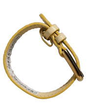 Beige Embossed Leather Gold Buckle Belt Strap Bracelet