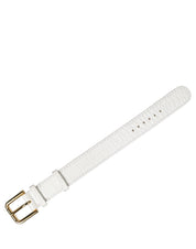 White Embossed Leather Gold Buckle Belt Strap Bracelet