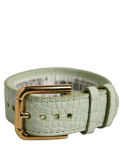 Dolce & Gabbana Green Embossed Leather Gold Buckle Belt Strap Bracelet