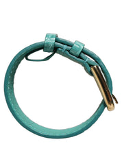 Blue Embossed Leather Gold Buckle Belt Strap Bracelet