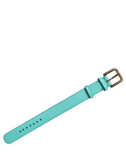 Blue Textured Leather Gold Buckle Belt Strap Bracelet