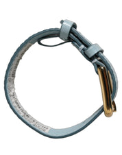 Blue Embossed Leather Gold Buckle Belt Strap Bracelet