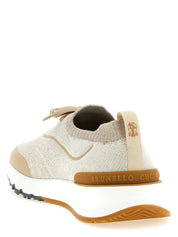 Brunello Cucinelli Beige Cotton Athletic Sneakers