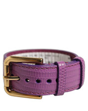Dolce & Gabbana Purple Textured Leather Gold Buckle Belt Strap Bracelet