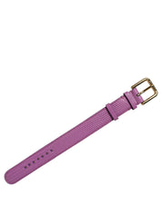 Purple Textured Leather Gold Buckle Belt Strap Bracelet