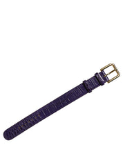 Violet Embossed Leather Gold Buckle Belt Strap Bracelet